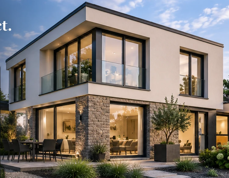 Maison contemporaine avec châssis configurables